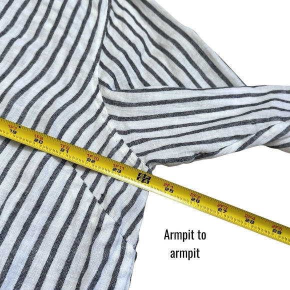 Sigrid Olsen 100% Linen Striped Button Down Blouse Coastal Lagenlook Travel 2X - Picture 11 of 12